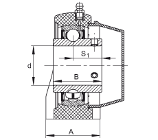 直立式軸承座單元 RASEY25-TV-VA, 塑料軸承座，內(nèi)圈帶平頭螺釘?shù)耐馇蛎媲蜉S承，耐腐蝕設計，R密封