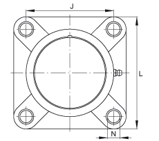 軸承座單元 RCJY20-TV-VA, 四孔塑料軸承座，內(nèi)圈帶平頭螺釘?shù)耐馇蛎媲蜉S承，耐腐蝕設(shè)計(jì)，R 型密封