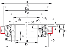 推力角接觸球軸承 ZKLDF200, 雙向，螺釘安裝，兩側(cè)帶密封蓋