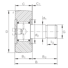 螺栓型滾輪 KR19, 軸向引導(dǎo)，兩側(cè)間隙密封