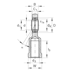 桿端軸承 GIL15-DO, 根據(jù) DIN ISO 12 240-4 標準，帶左旋內(nèi)螺紋，需維護