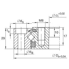 交叉滾子軸承 XU080120, 無(wú)齒，兩側(cè)唇密封