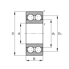 深溝球軸承 4310-B-TVH, 根據(jù) DIN 625-3 標(biāo)準(zhǔn)的主要尺寸，雙列
