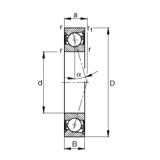 主軸軸承 B71913-C-2RSD-T-P4S, 調(diào)節(jié)，成對安裝，接觸角 α = 15°，兩側(cè)唇密封，非接觸，加嚴公差