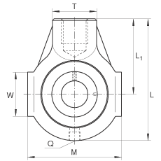 吊裝式軸承座單元 THE35, 鑄鐵軸承座，帶偏心鎖圈的外球面球軸承，T 型密封