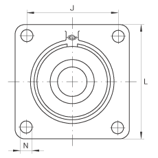 軸承座單元 PCCJ35, 帶四個(gè)螺栓孔的法蘭的軸承座單元，鑄鐵，雙列角接觸球軸承，P 型密封